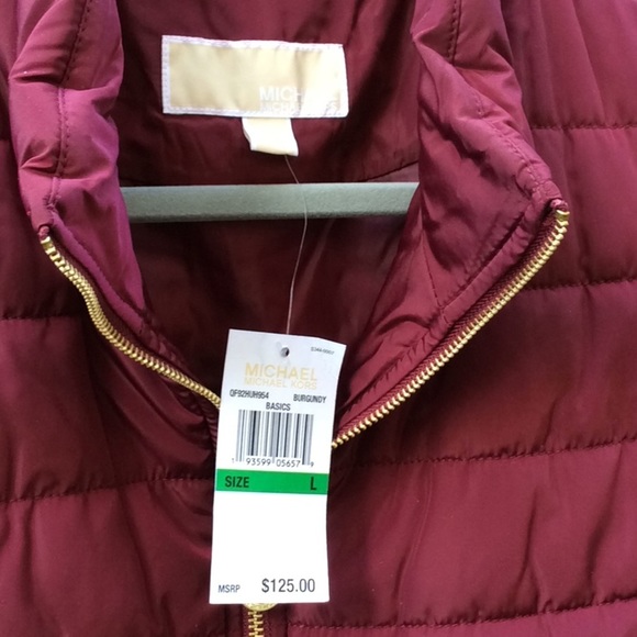 Michael Kors Womens Burgundy Puffer Vest       NWT - Picture 4 of 5